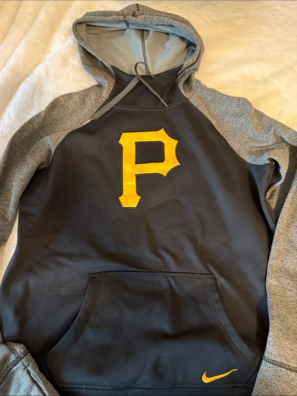 Nike Black and Gray Hoodie with Yellow Pittsburgh P